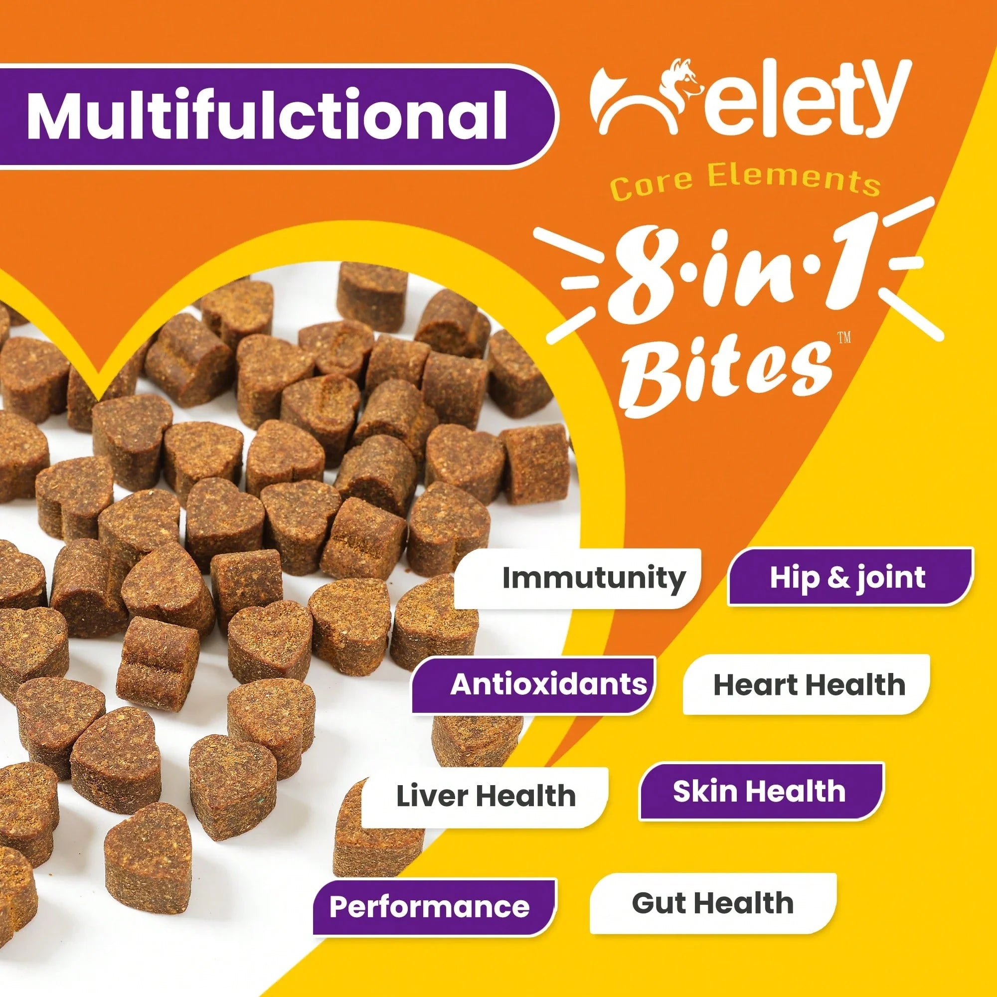 helety Pet 8-In-1 Complex Vitamin, 14 In-1 Multi-Element Phospholipid Formula Dog Vitamin