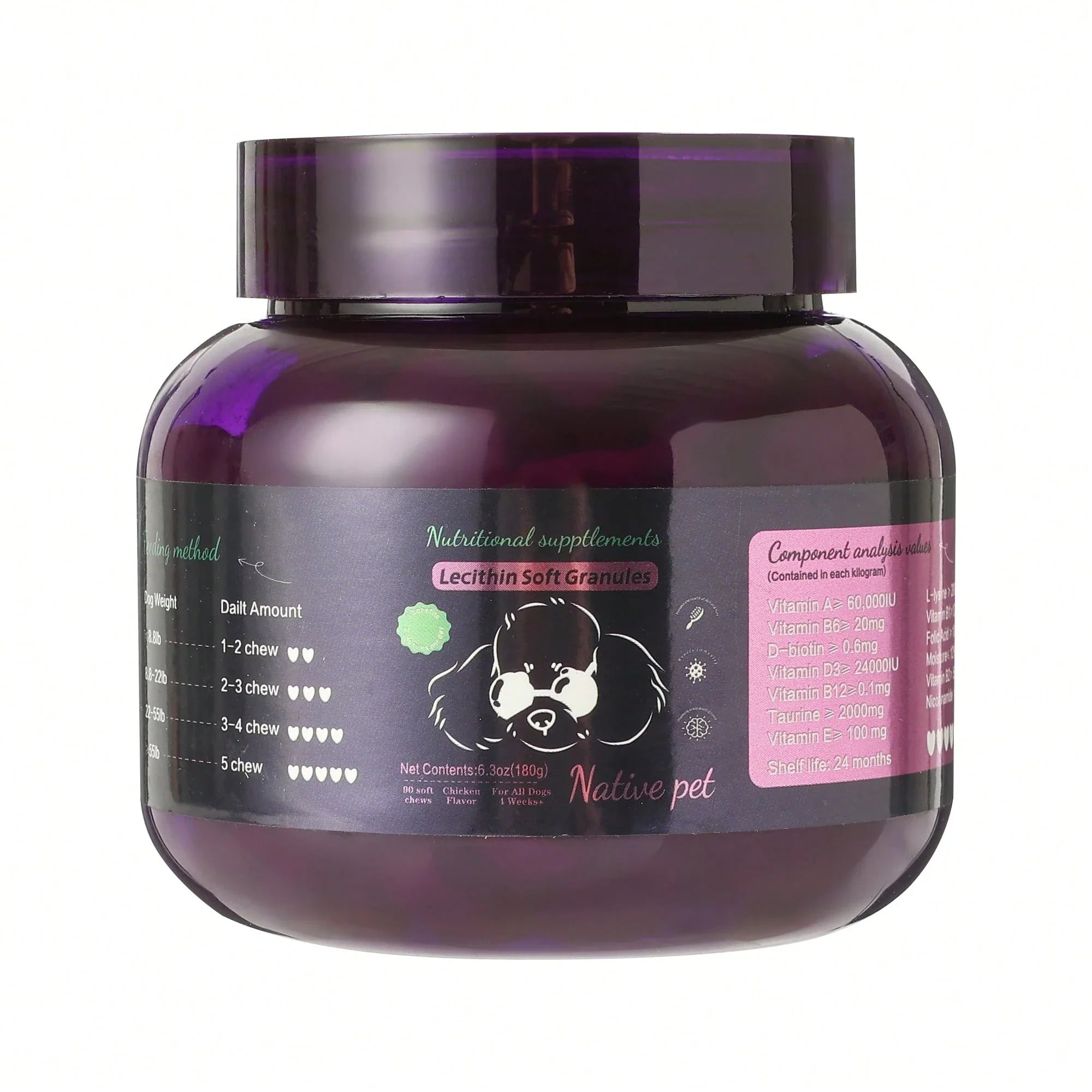 helety Pet 8-In-1 Complex Vitamin, 14 In-1 Multi-Element Phospholipid Formula Dog Vitamin