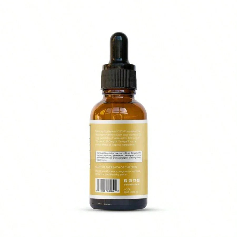 Bella Natural D3 K2 Drops Organic MCT Oil 50ml Supplement For Daily Health Needs, Free Shipping, Foe Women, For Men