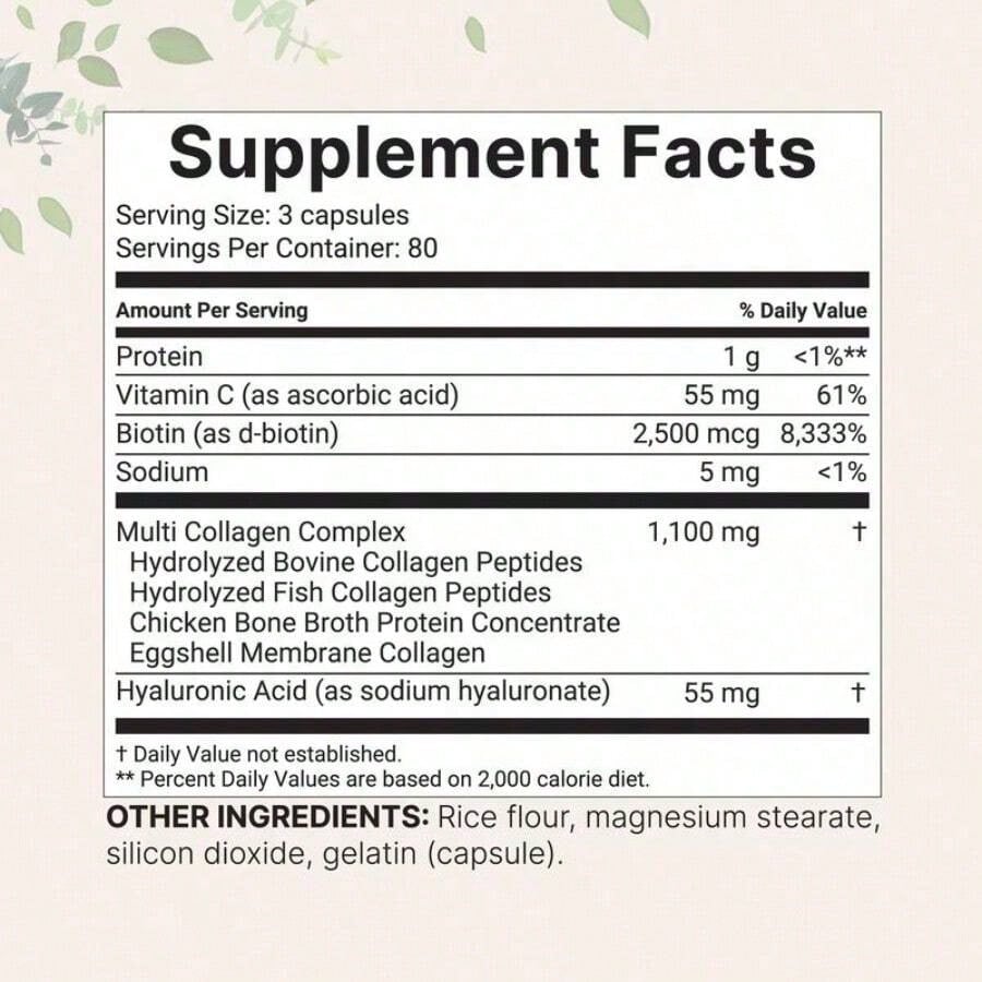 Collagen Supplement,Multi Collagen Pills For Women & Men, 240 Capsules | Type I,Ii, III, V, X - Hydrolyzed Collagen Peptides With Biotin, Hyaluronic Acid & Vitamin C | Hair, Skin, Nail & Joint Support