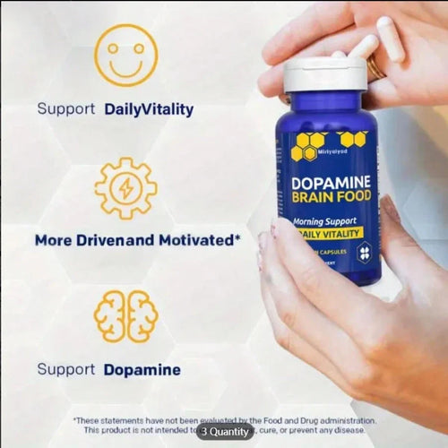 60 Vegan Capsules Dopamine Brain Food Support Supplement - Morning Support & Daily Vitality, Gluten-Free Formula With Natural Dopamine Boosters, B Vitamins
