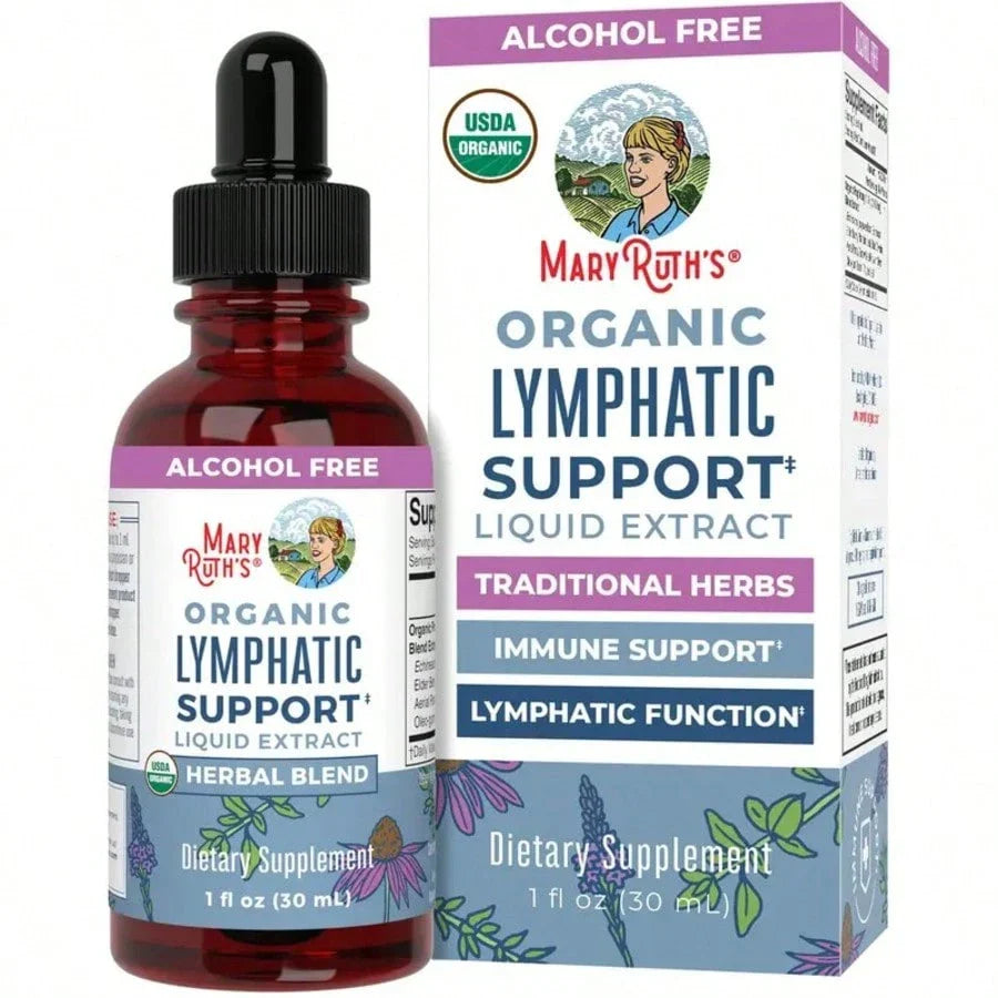 MaryRuths Lymphatic Support Herbal Blend Liquid Drops - USDA Organic - Echinacea & Elderberry - Blue Vervain - Vegan - 30 Servings For Women, For Men, Dietary Supplement