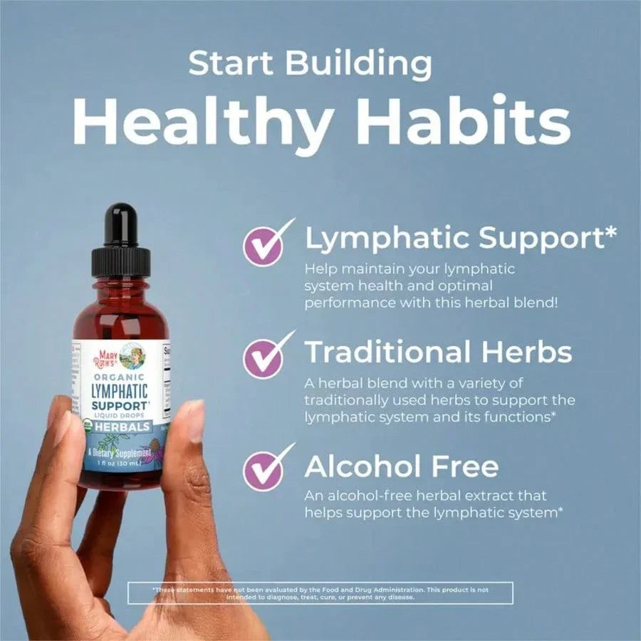 MaryRuths Lymphatic Support Herbal Blend Liquid Drops - USDA Organic - Echinacea & Elderberry - Blue Vervain - Vegan - 30 Servings For Women, For Men, Dietary Supplement