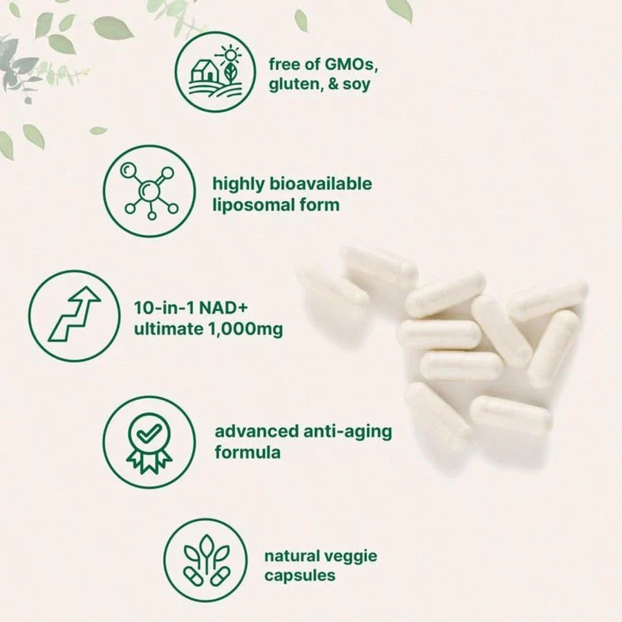 Micro Ingredient Liposomal NAD+ Ultimate 1,000mg, 60 Veggie Capsules  For Women, For Men, Daily Heath Care
