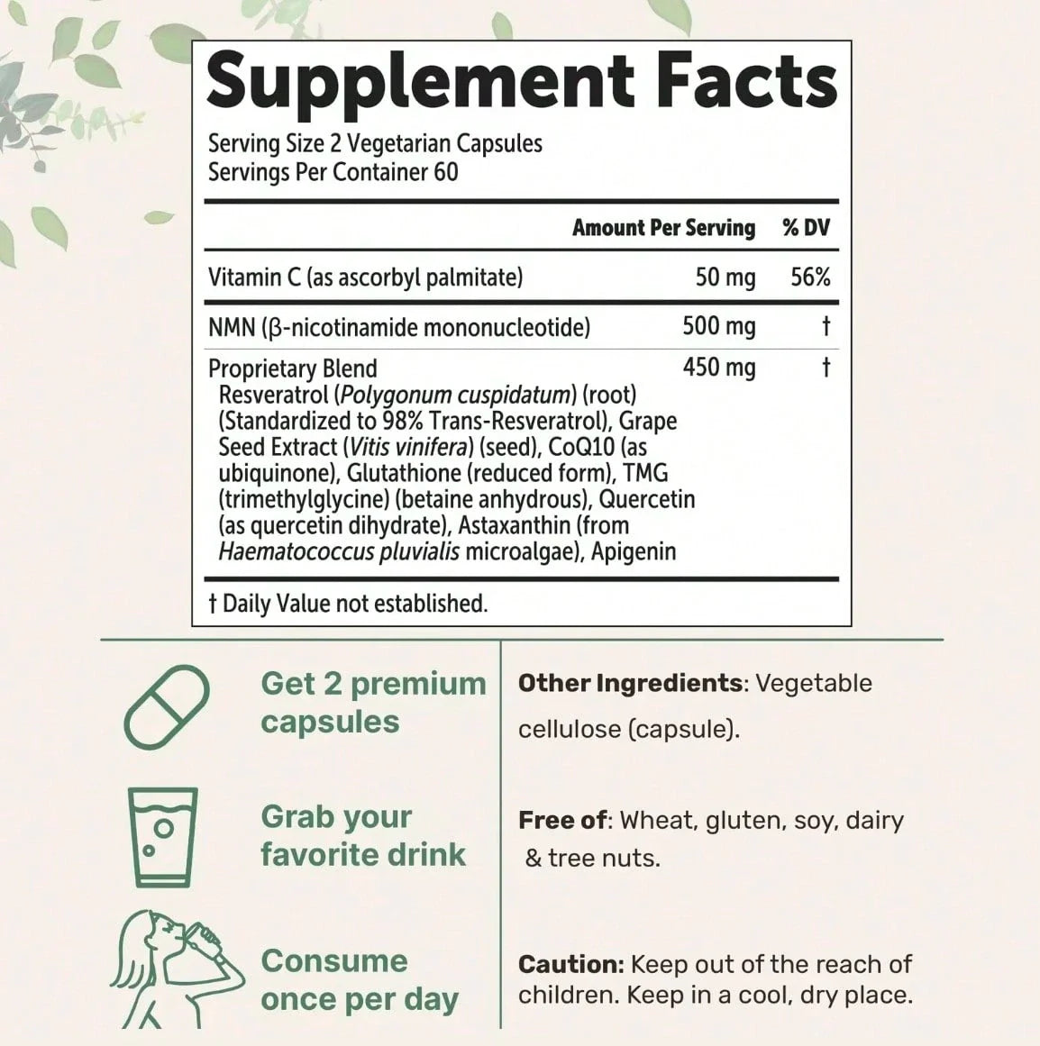 Micro NMN Complex 1,000mg Per Serving,10-1 Complex, Zero Filler Pure NMN 500mg With Vitamin C,Resveratrol,CoQ10.TMG,Quercetin,& Glutathione | NAD+Supplement Precursor