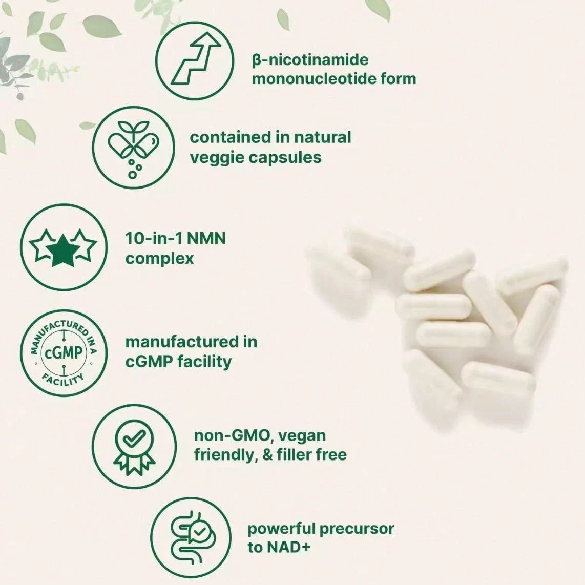 Micro NMN Complex 1,000mg Per Serving,10-1 Complex, Zero Filler Pure NMN 500mg With Vitamin C,Resveratrol,CoQ10.TMG,Quercetin,& Glutathione | NAD+Supplement Precursor