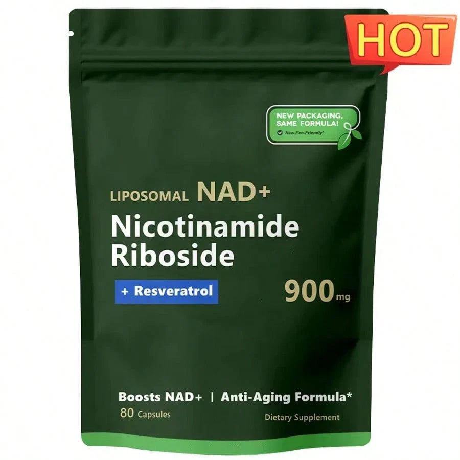 Reus Research NAD Nicotinamide Riboside Resveratrol, Liposomal NAD Supplements For Women & Men, NMN Supplement Alternative, NAD Supplement - 80 Capsules,For Skin Aging Support, Energy, And Focus, Vitamin & Wellness Supplements Dietary Healthcare Edible