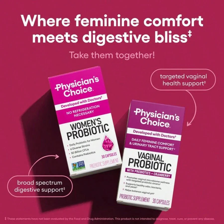 Physician's Choice Women's Probiotic Daily Digestive, Gut Health, Urinary Tract, And Immune Support For Women With 50B CFUs, Cranberry & Prebiotics, For Women,  Daily Health, Probióticos Originales