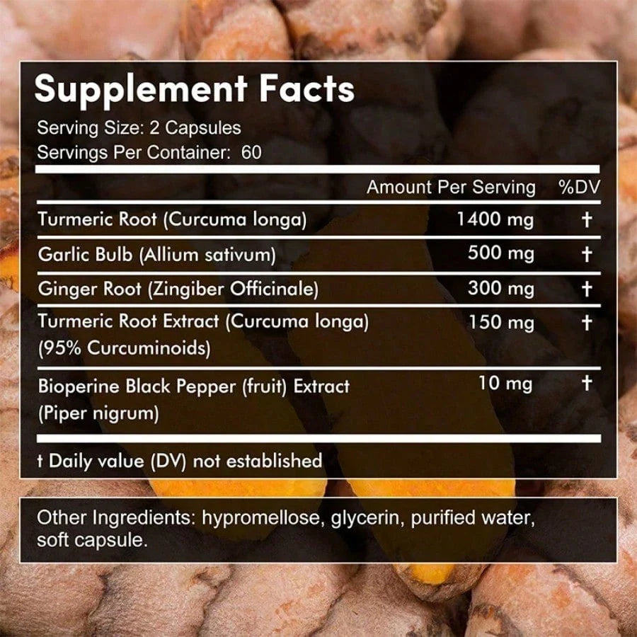 2600 Mg Turmeric Supplement - Include Bioperine Black Pepper Extract - Immune System Support, 120 Softgels