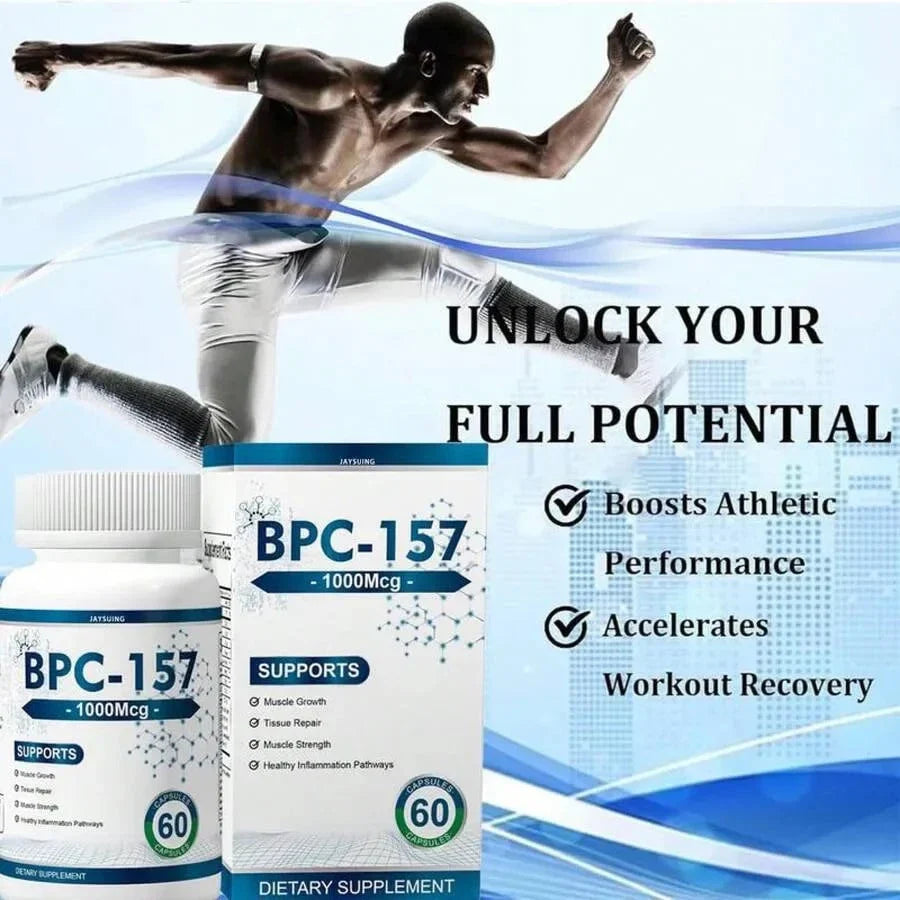 BPC-157 1000mcg Peptide Formula - Enhanced Muscle Growth + Post-Workout Recovery Supplement - Gluten-Free, Vegan Friendly, 60 Capsules