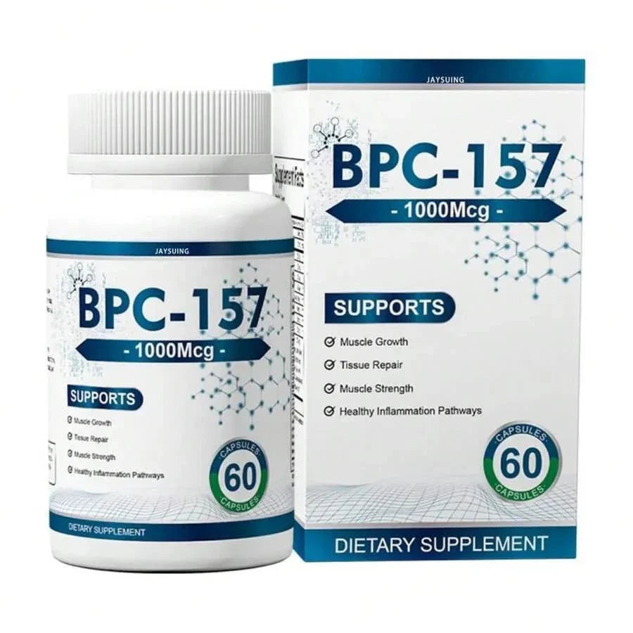 BPC-157 1000mcg Peptide Formula - Enhanced Muscle Growth + Post-Workout Recovery Supplement - Gluten-Free, Vegan Friendly, 60 Capsules