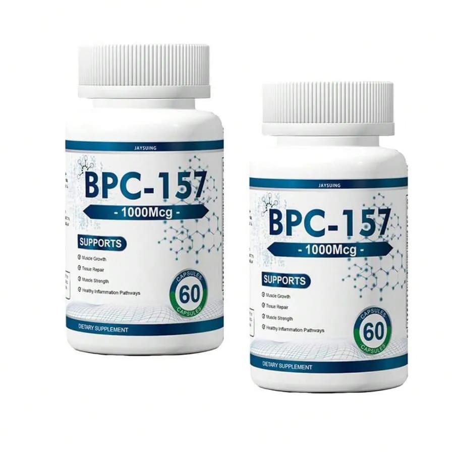 BPC-157 1000mcg Peptide Formula - Enhanced Muscle Growth + Post-Workout Recovery Supplement - Gluten-Free, Vegan Friendly, 60 Capsules