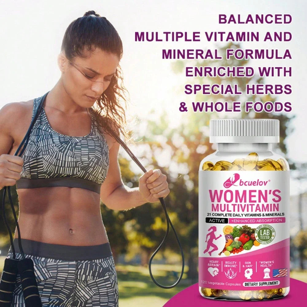Bcuelov Women's Daily Vitamins Dietary Supplement - With 21 Complete Daily Vitamins And Minerals - Heart & Brain Support - 120 Softgels