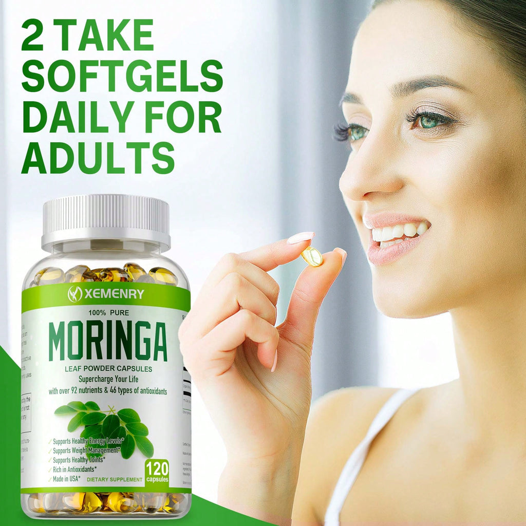 Moringa Capsules 1000mg -Weight Loss, Green Superfood, Metabolism Health Support - 120pcs
