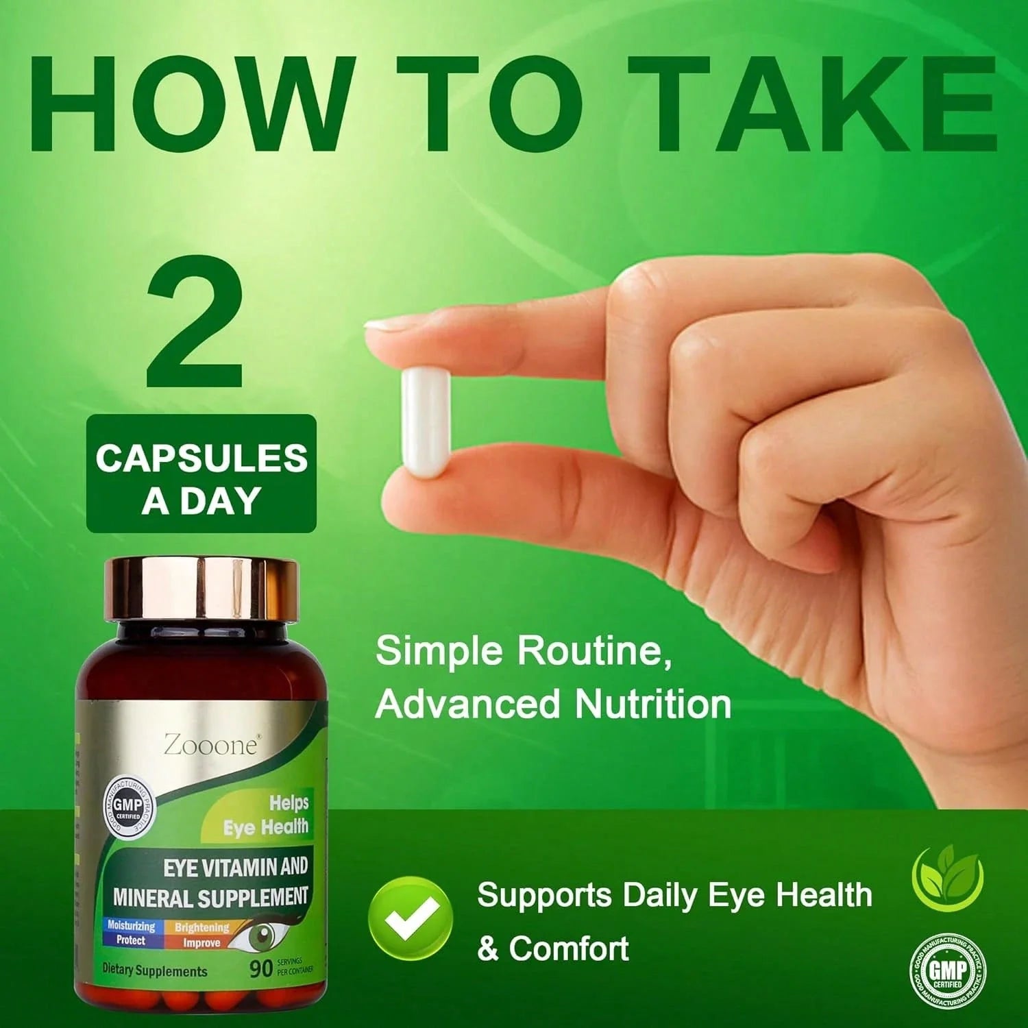 Zooone Lutein And Zeaxanthin Eye Vitamins, Eye Vitamin And Mineral Supplement With Vitamin C E Zinc Copper, Vision Support For Macular Degeneration, Eye Health Pills For Adults & Seniors, 90 Capsules Vitamins