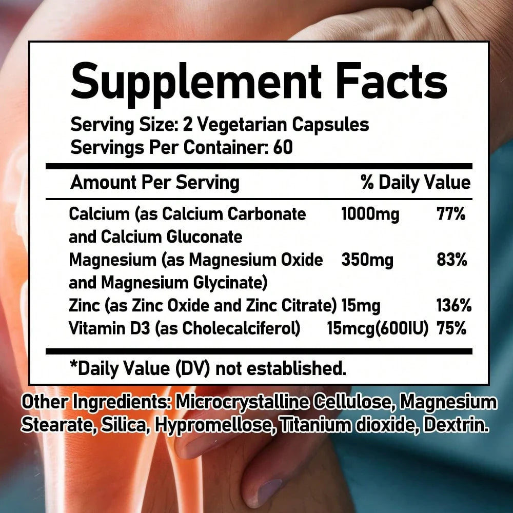120 Capsules - With Calcium, Magnesium & Zinc, Support Energy Levels