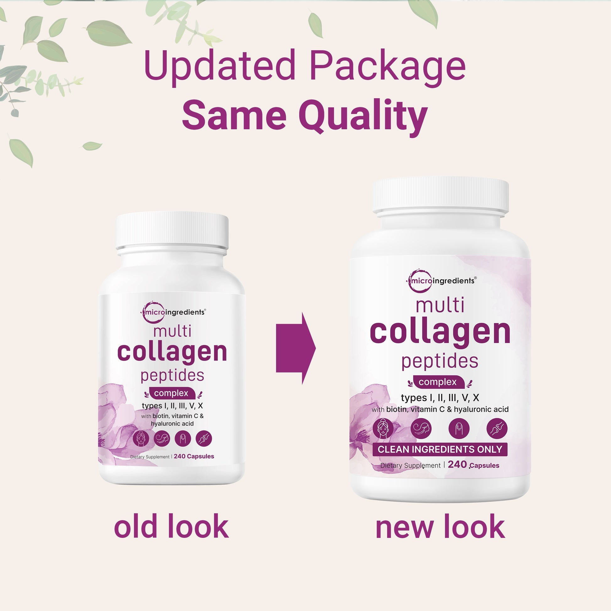 3-Pack Micro Ingredients Multi Collagen Complex (240 Capsules Each)